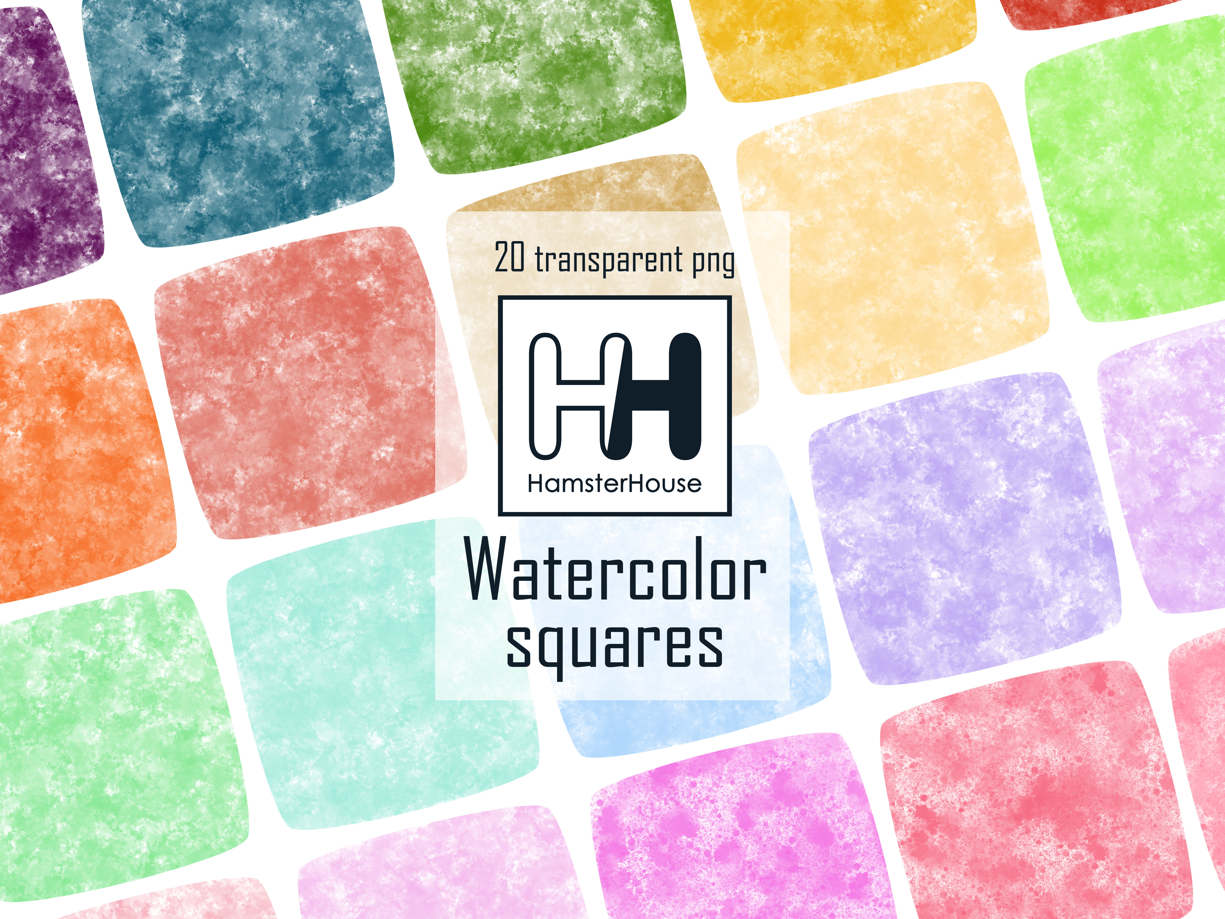 Watercolor Rounded Transparent Squares
