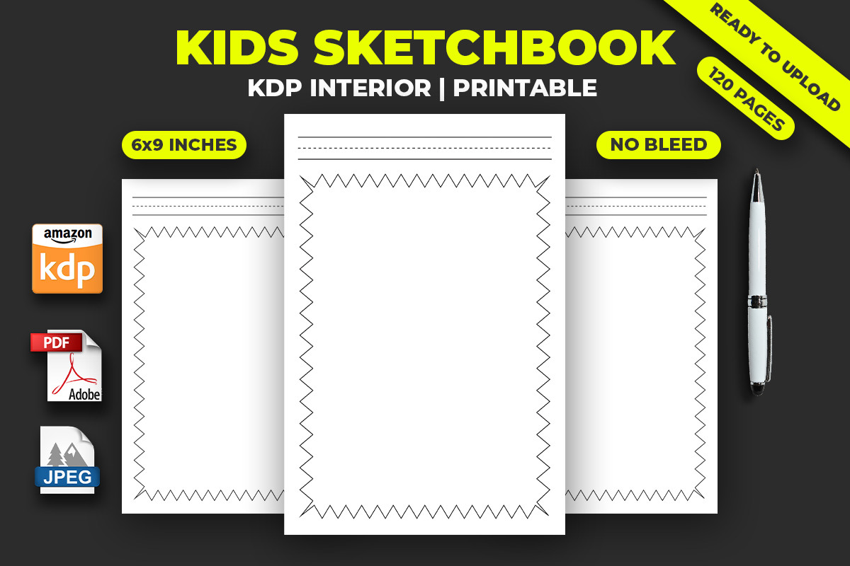 Kids Sketchbook KDP Interior Graphic by M9 Design · Creative Fabrica