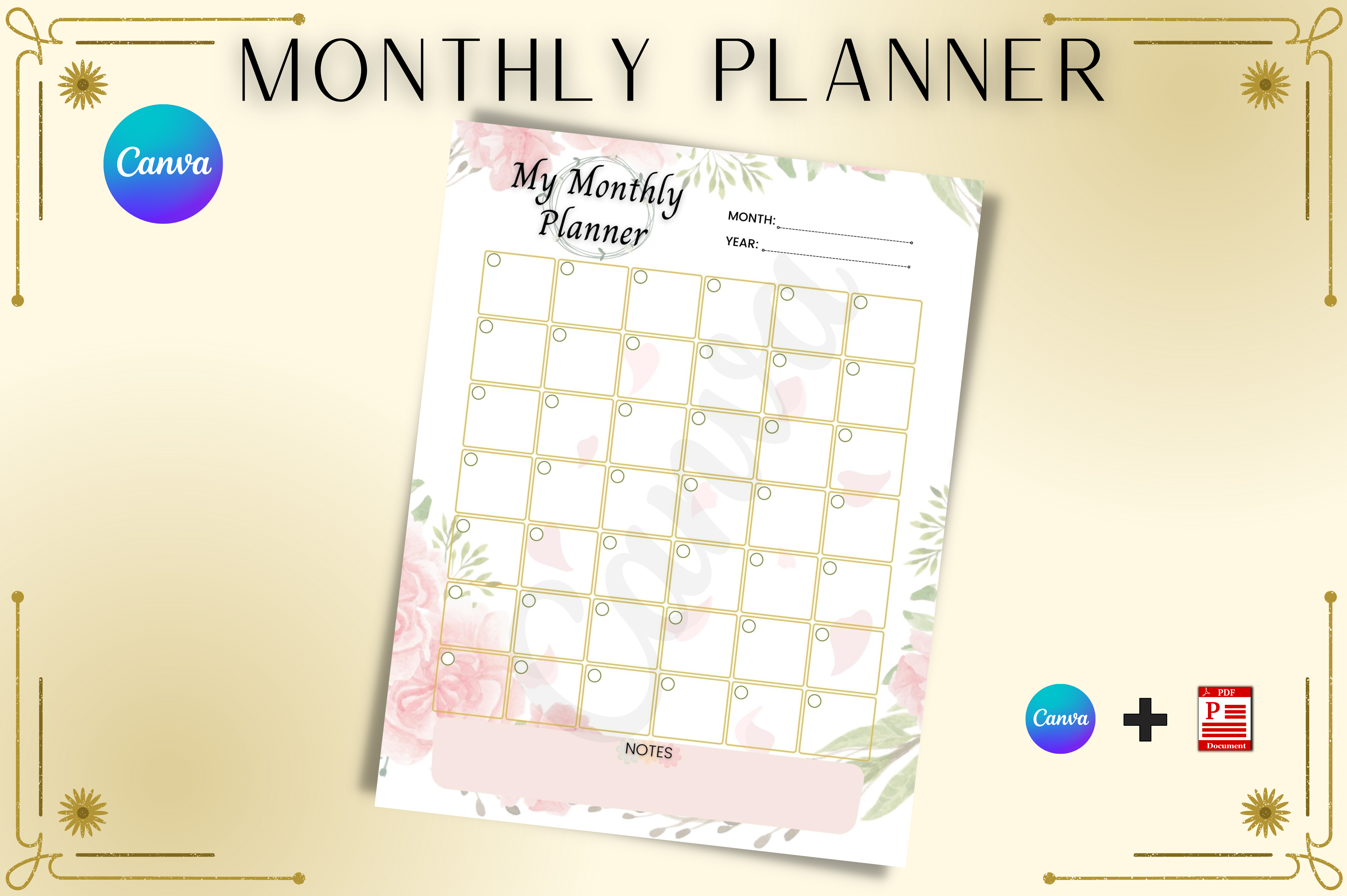 Monthly Planner Canva Template Graphic by Florid Printables · Creative ...