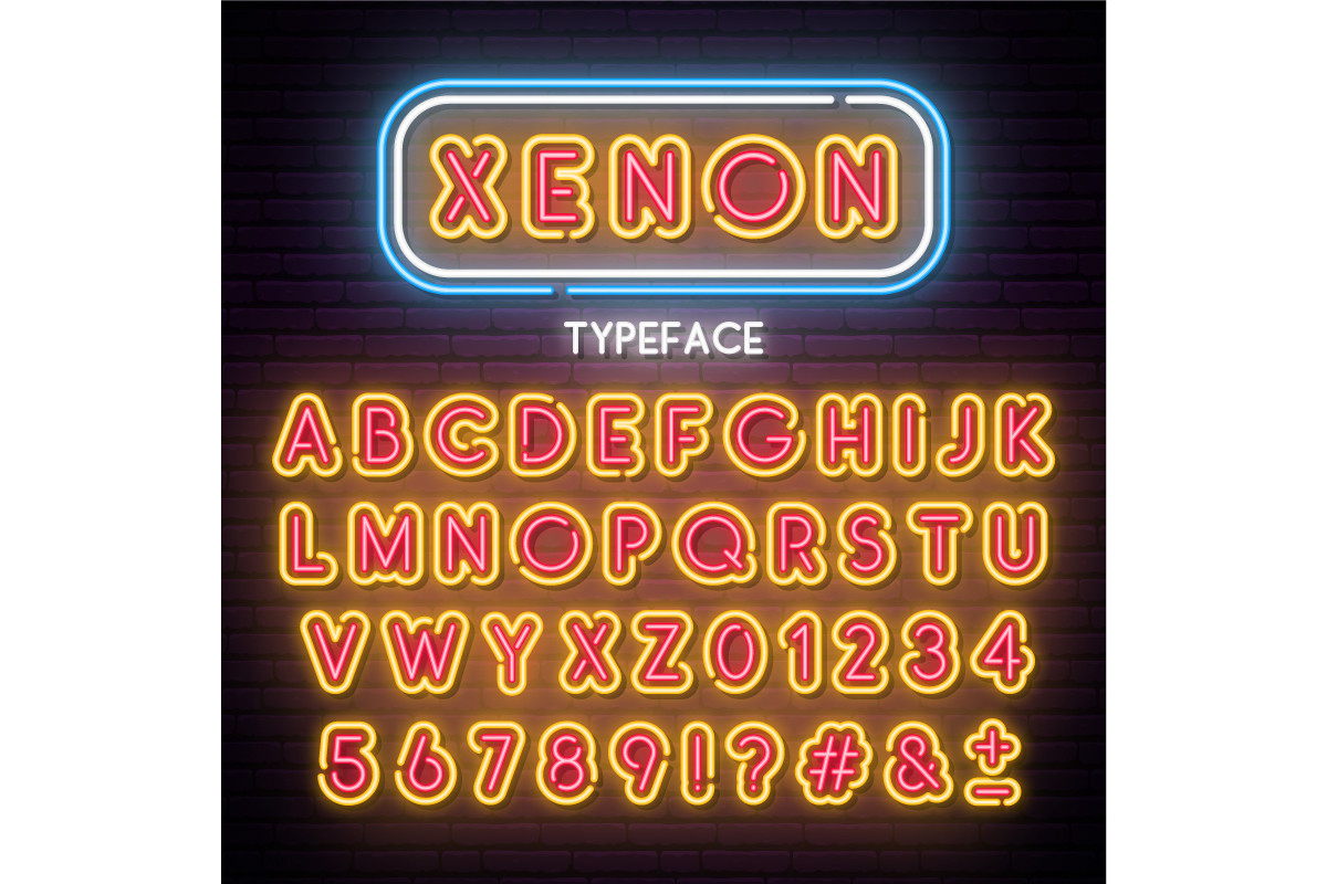 Neon Light Alphabet Graphic by Design by Gleb · Creative Fabrica font preview