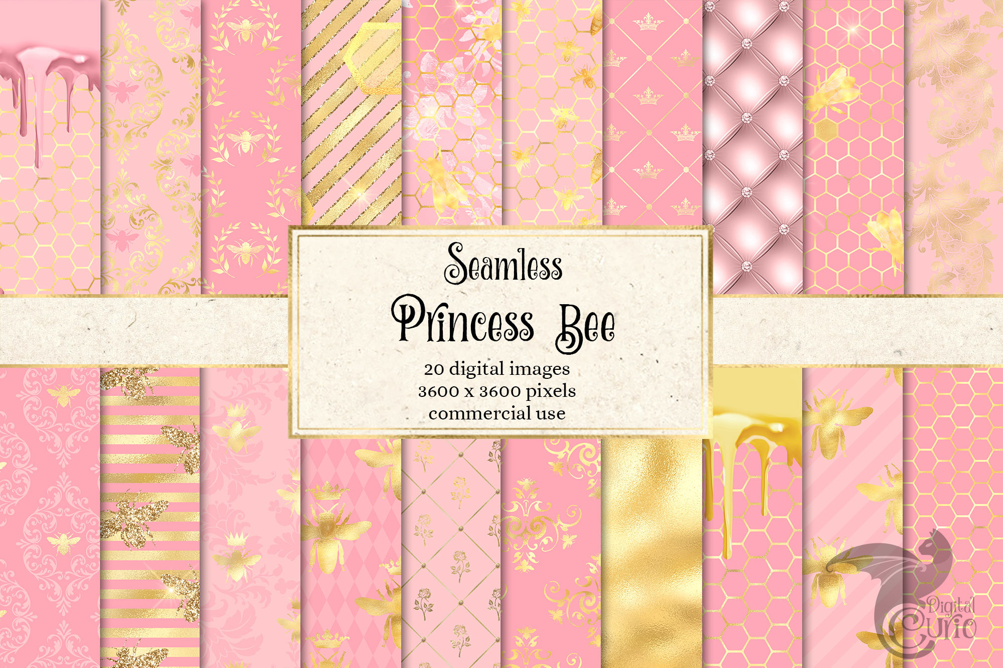Princess Bee Digital Paper Graphic by Digital Curio · Creative Fabrica