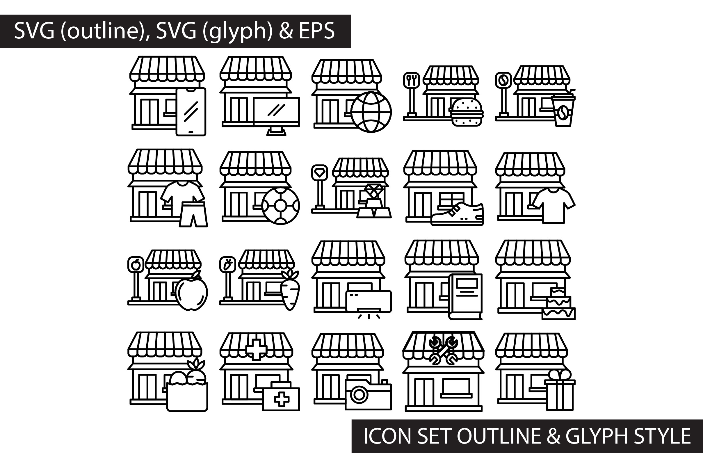 Store Icons Set Graphic by SIKEY STUDIO · Creative Fabrica