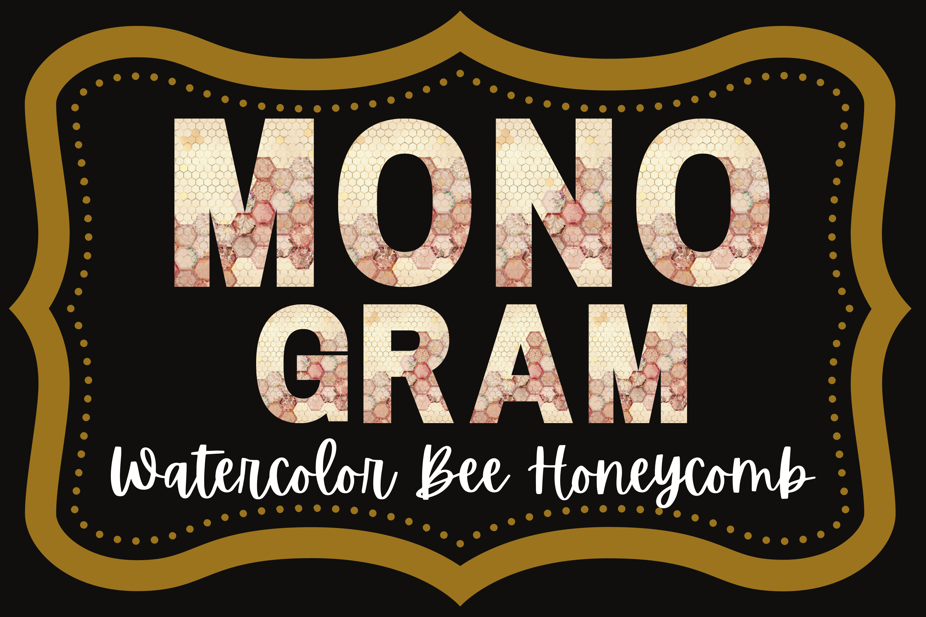 Watercolor Bee Honeycomb Monogram Graphic by Millie Her Majesty ...