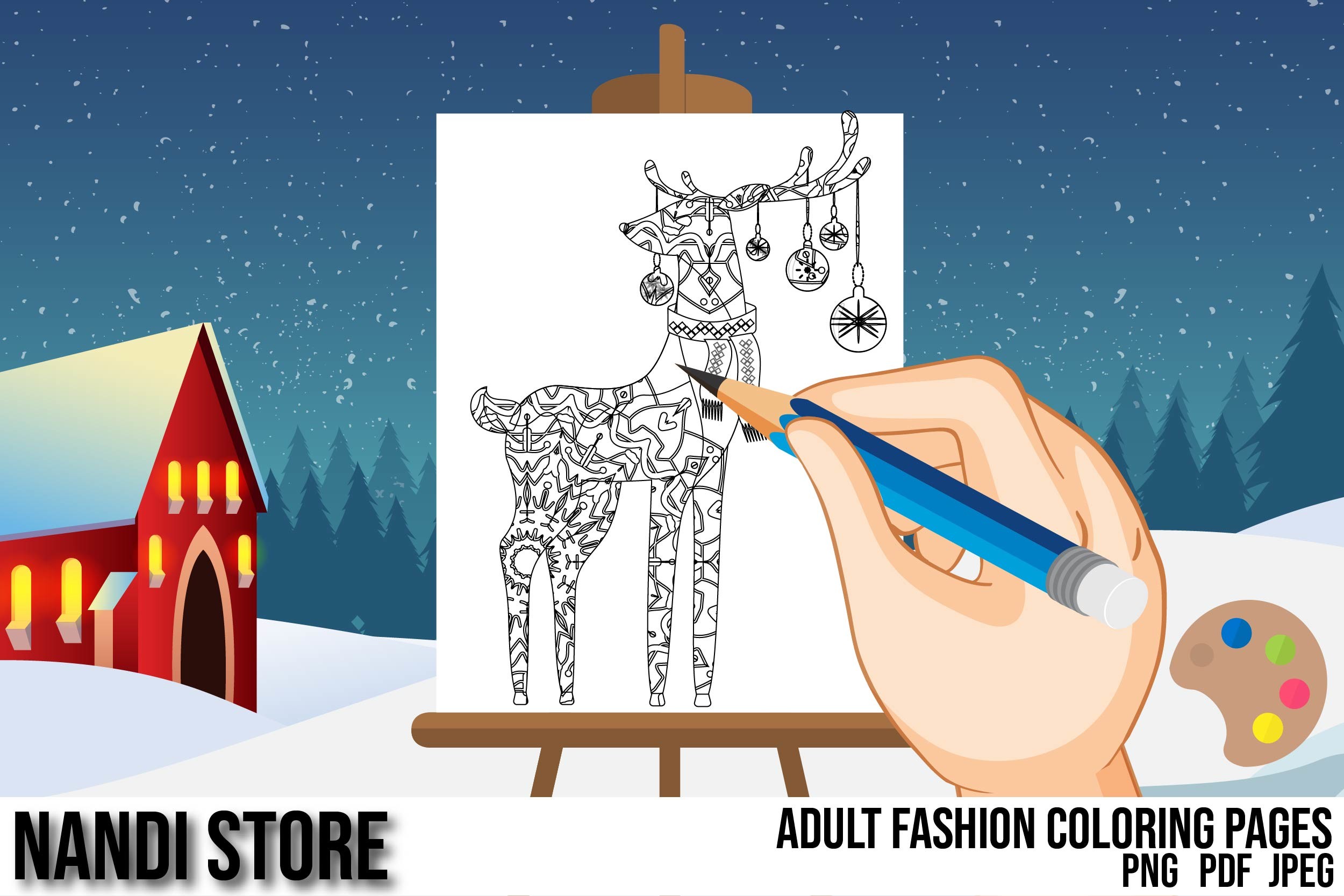 About Reindeer Christmas Coloring Pages