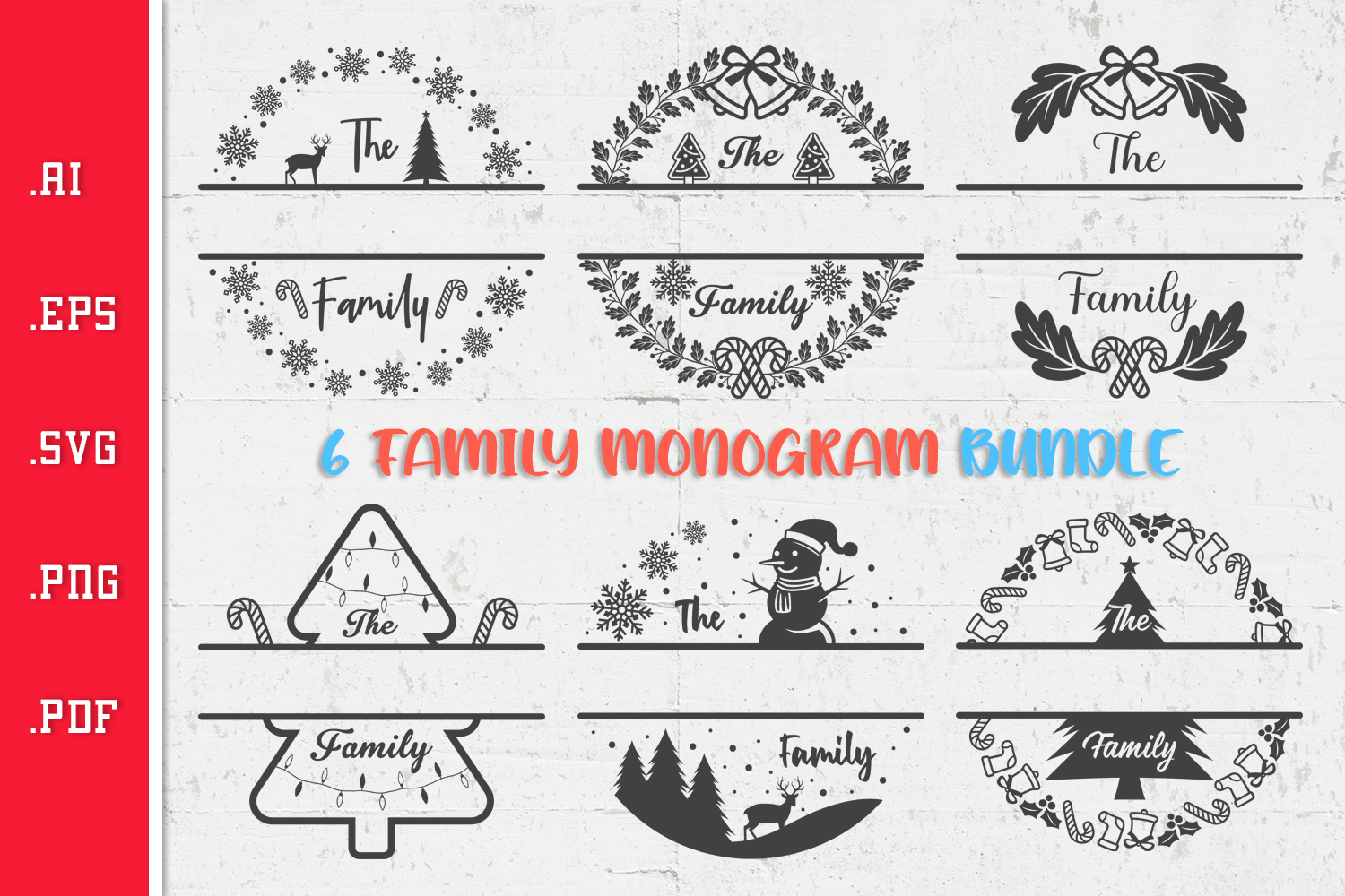 Christmas Family Monogram Bundle SVG Graphic by Slim Studio · Creative ...
