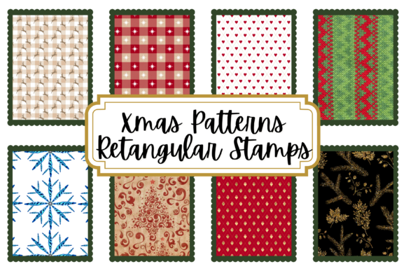 Christmas Patterns Rectangular Stamps Graphics