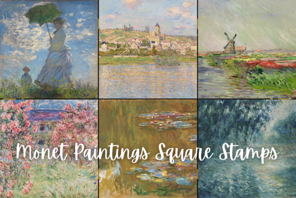 Claude Monet Oil Painting Square Stamps
