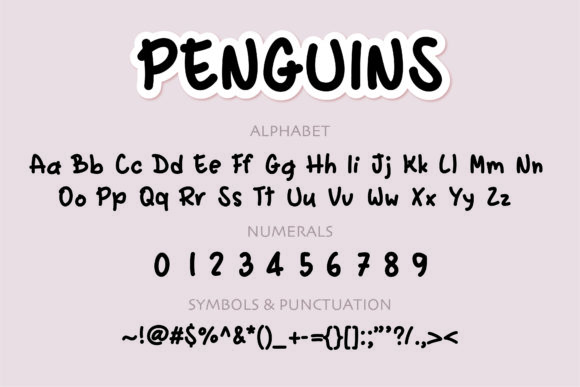Penguins Font PNG with transparent background - Preview 1