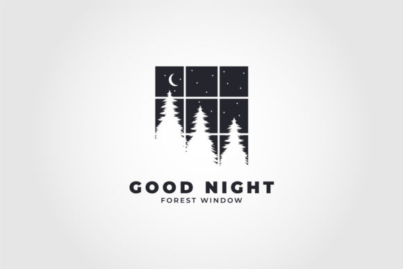 Night Window Logo Minimalist Vector