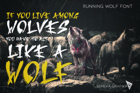 Running Wolf Font PNG with transparent background - Preview 3
