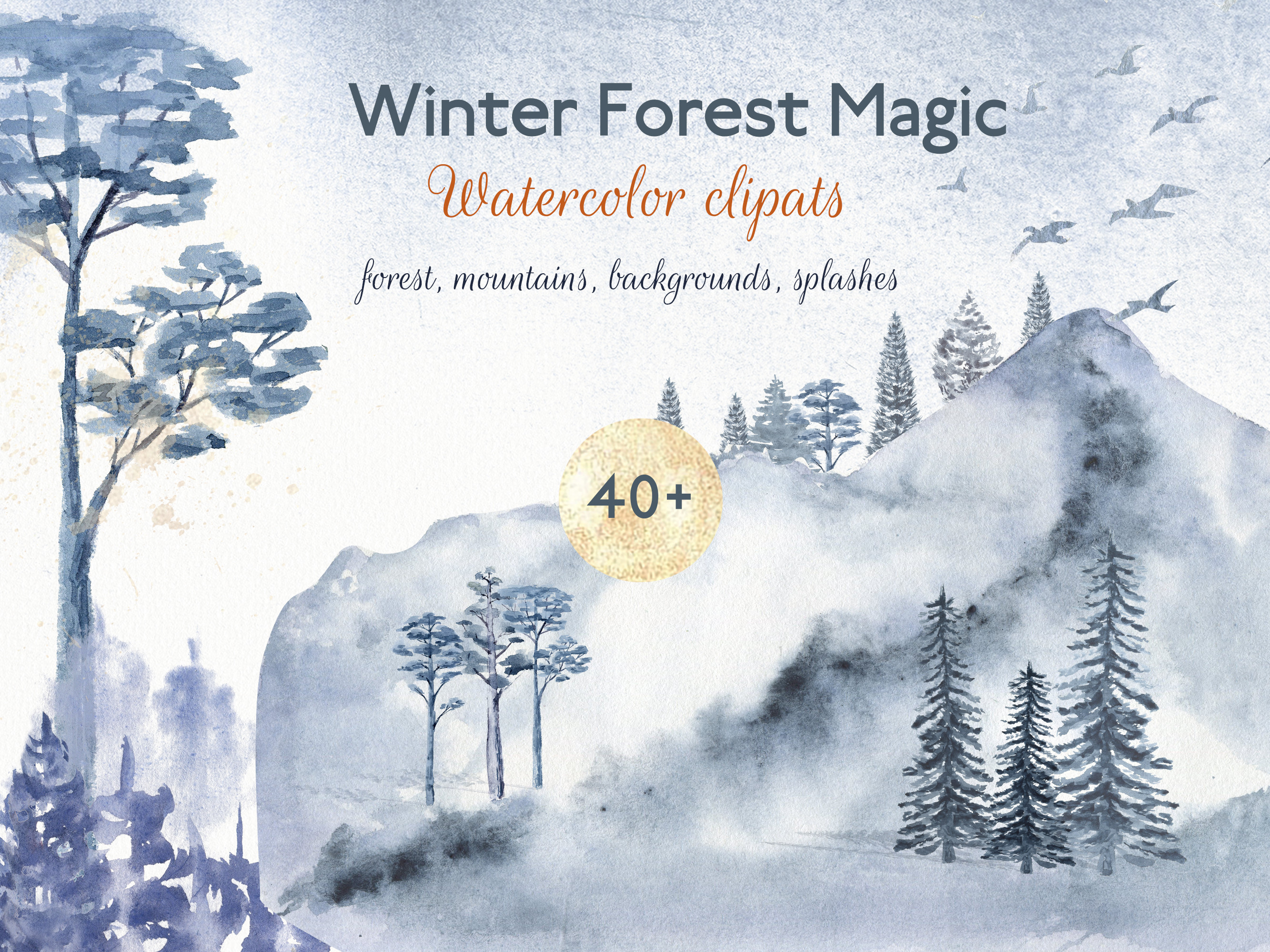 Winter Forest Magic Watercolor Clipart Graphic by Natika_art · Creative ...