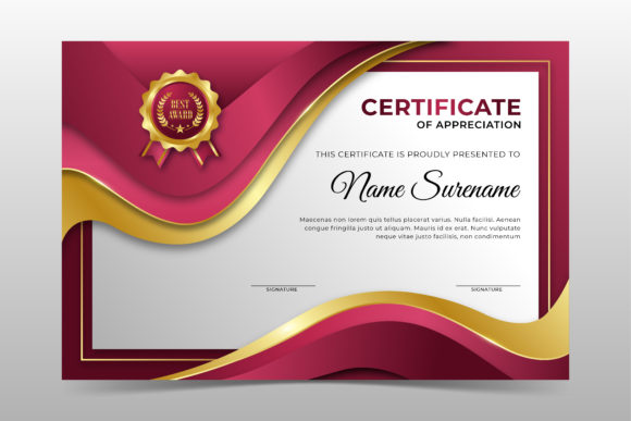 Red Golden Luxury Certificate Template Graphic by Astira · Creative Fabrica