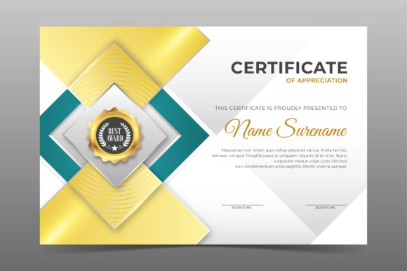 Bright Blue Certificate Template Graphic by Astira · Creative Fabrica
