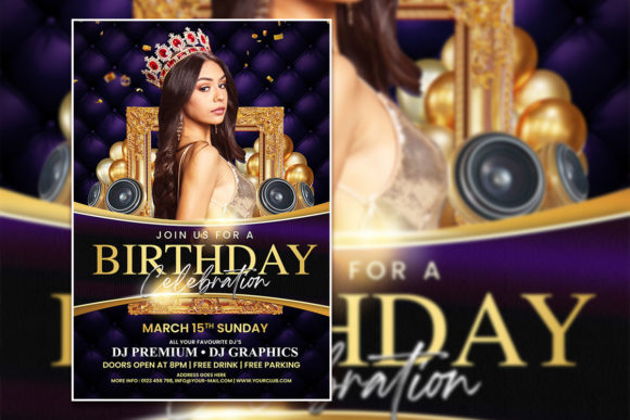 Modern Dark Birthday Invitation Template