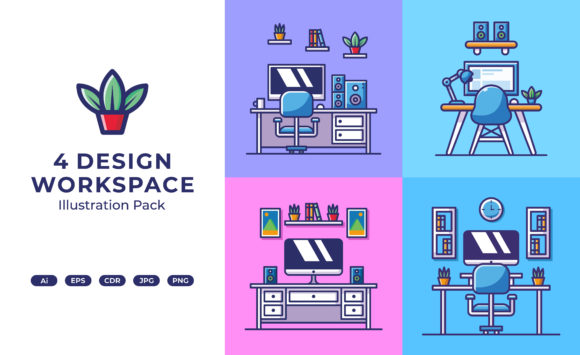 Set Workspace Grafika Ilustracje do Druku Przez Sore.studios