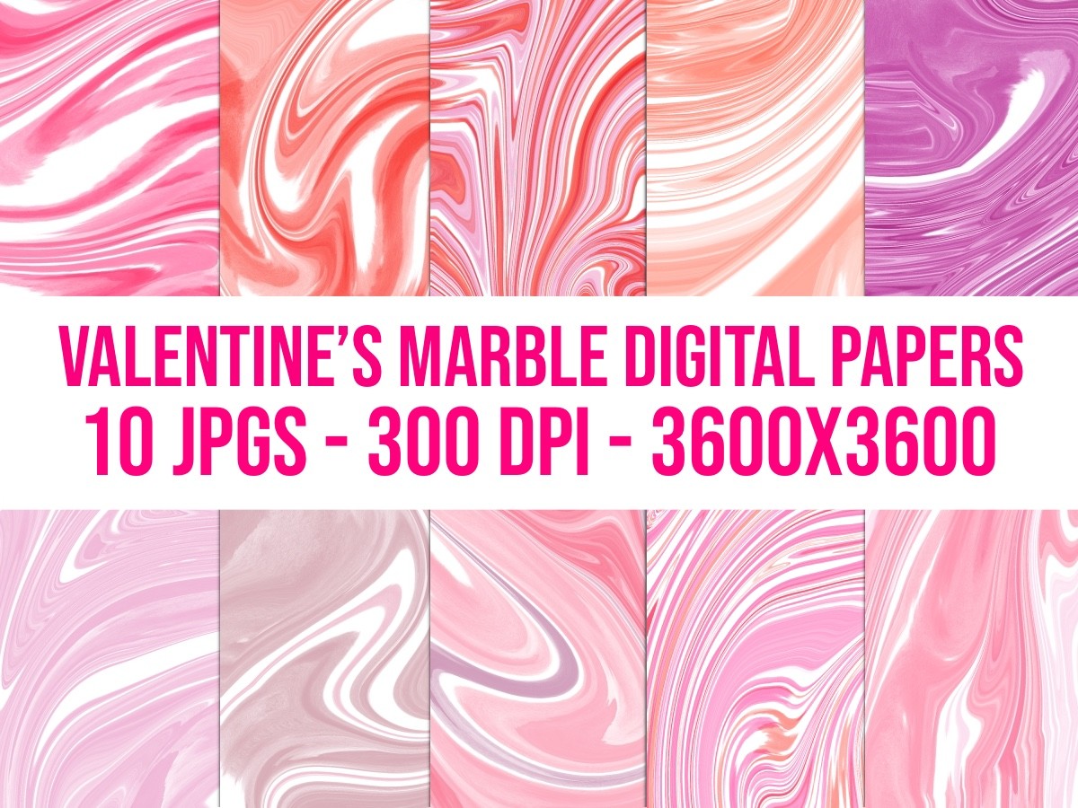 Valentine’s Day Marble Digital Papers