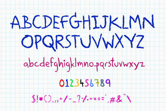Oil Pastel Font PNG with transparent background - Preview 3