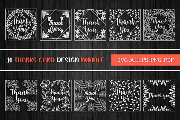 Thank You Cards Paper Cut Bundle SVG