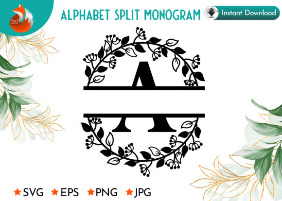 Flora Az Alphabet Split Monogram Graphics