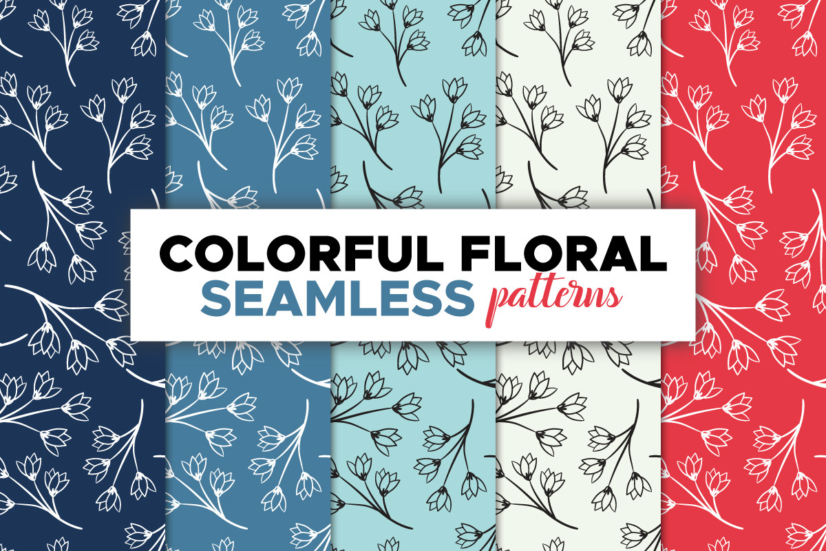 Seamless Colorful Floral Patterns Bundle Graphic by Creatophics ...