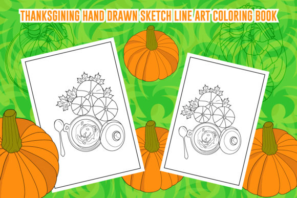 Thanksgiving Line Art Graphic Coloring Pages & Books Kids By jamila.jhuma
