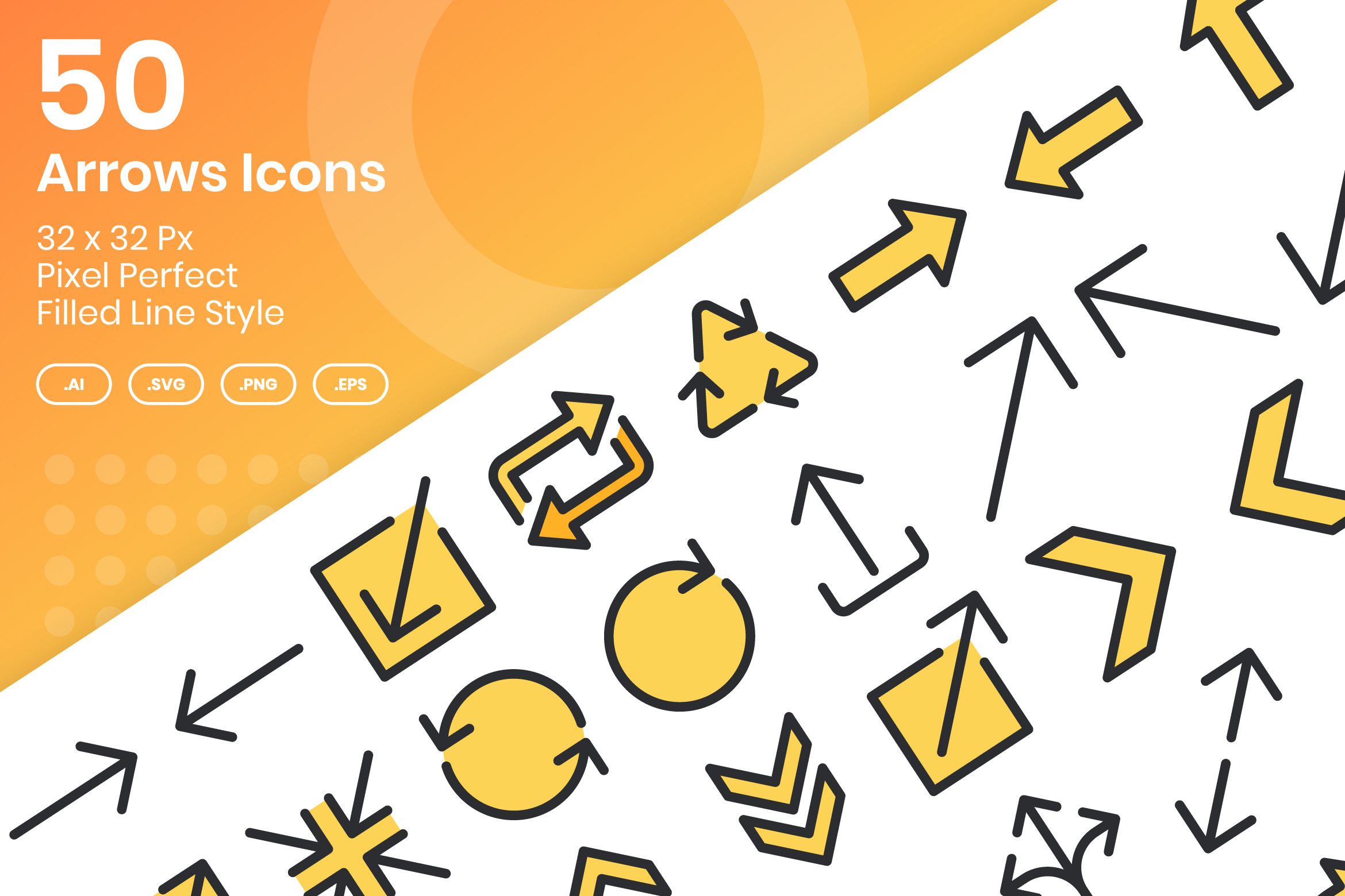 50 Arrows Icons - Filled Line Graphic by kmgdesignid · Creative Fabrica