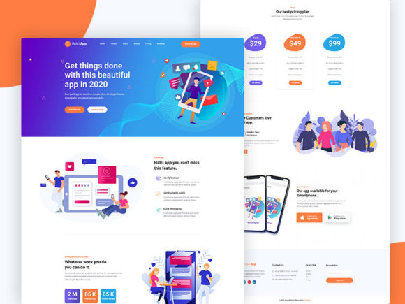 Halci App Landing Web Template Graphic Websites By Design_love