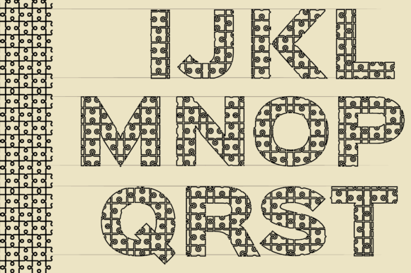 Jigsaw Pattern Lettering Font PNG with transparent background - Preview 1