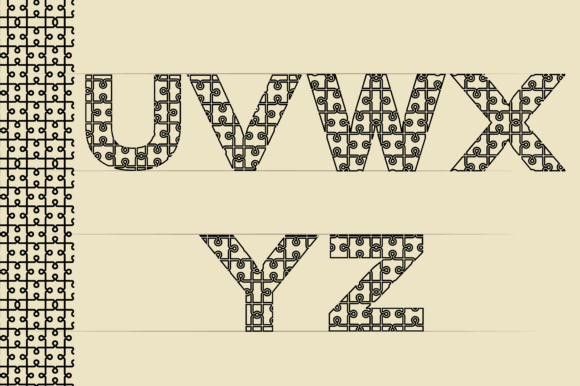 Jigsaw Pattern Lettering Font PNG with transparent background - Preview 2