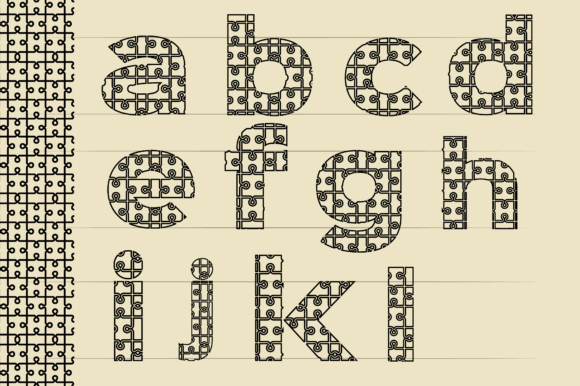 Jigsaw Pattern Lettering Font PNG with transparent background - Preview 3