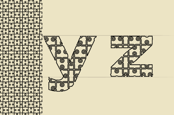 Jigsaw Pattern Lettering Font PNG with transparent background - Preview 5