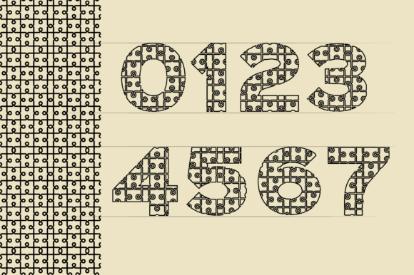 Jigsaw Pattern Lettering Font PNG with transparent background - Preview 6