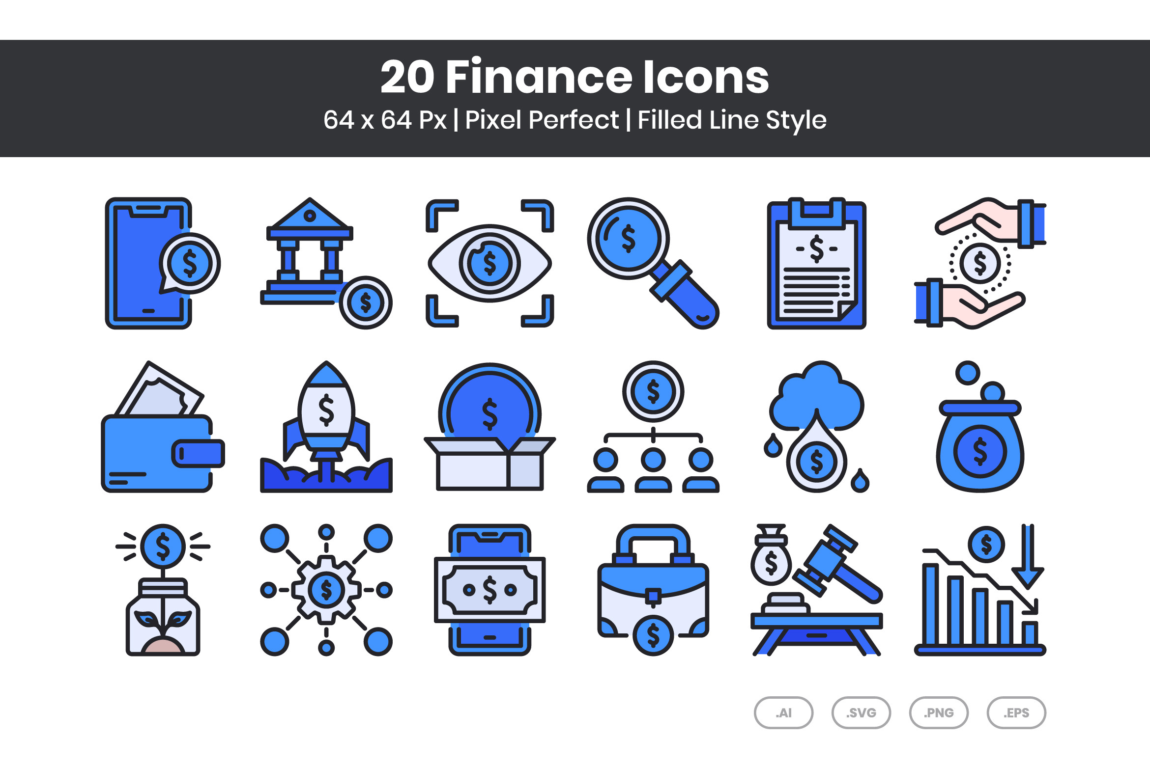20 Finance Icons - Filled Line Graphic by kmgdesignid · Creative Fabrica