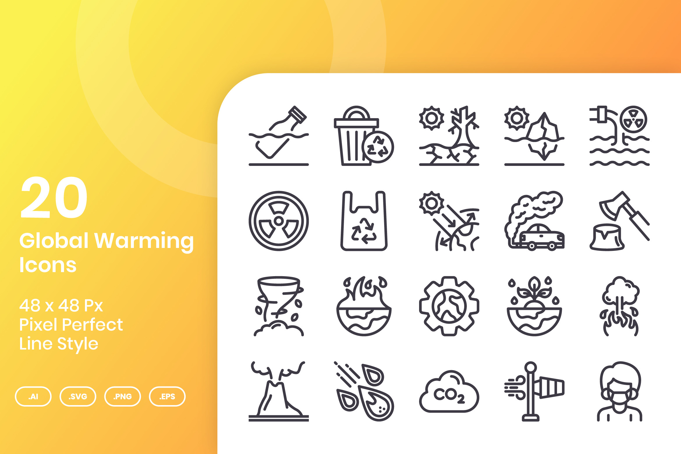 20 Global Warming Icons - Line Graphic by kmgdesignid · Creative Fabrica