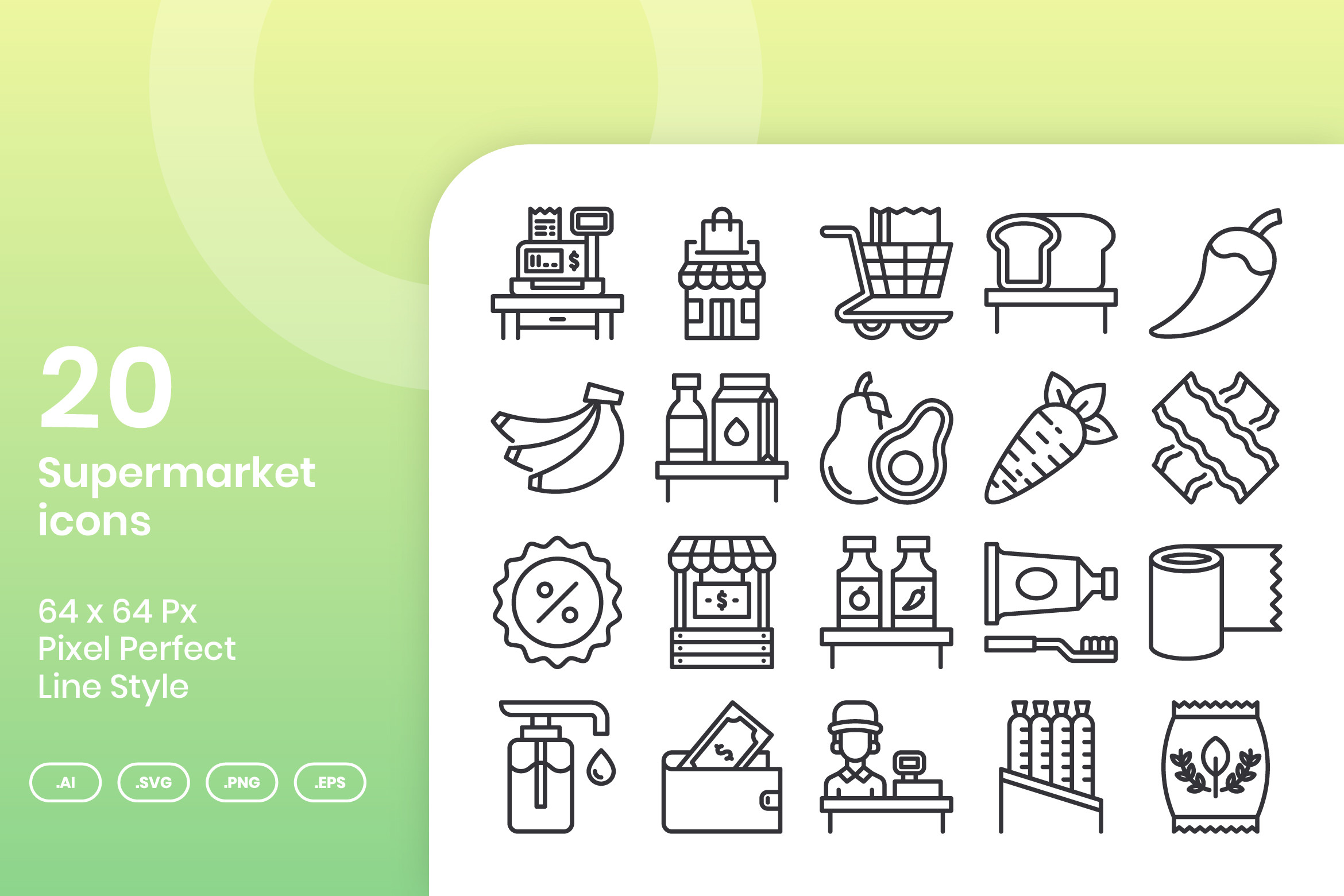 20 Supermarket Icons - Line Graphic by kmgdesignid · Creative Fabrica