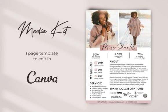 Rose Gold Media Kit Template Illustration Modèles Graphiques Par Business Chic Studio