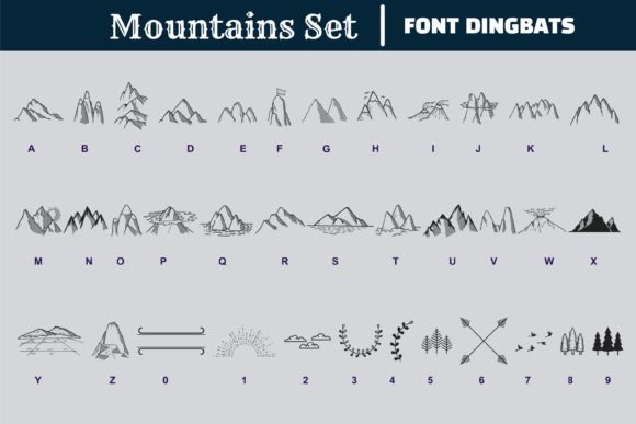Mountains Set Font PNG with transparent background - Preview 1