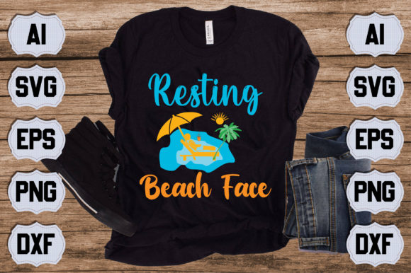 Resting Beach Face Graphic T-shirt Designs By Creative Line Art