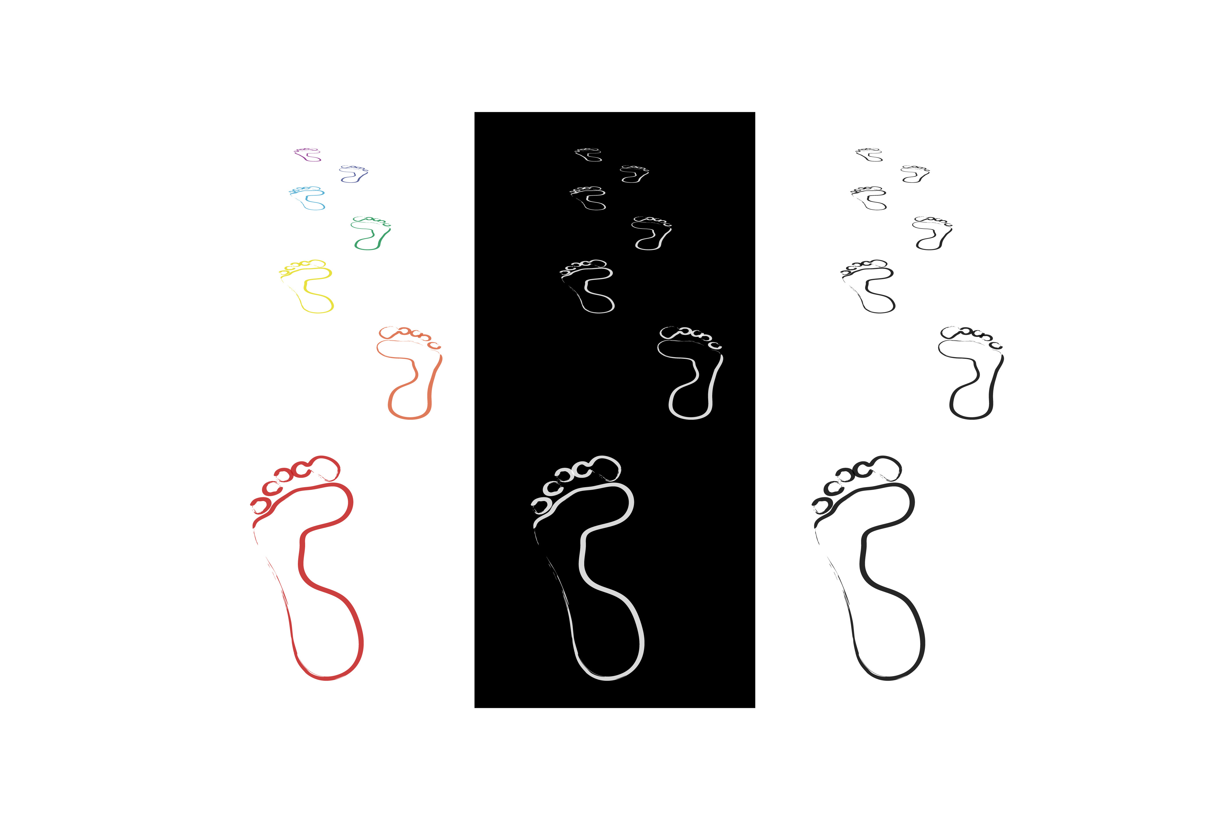 Footprints in the Sand in Rainbow Colors