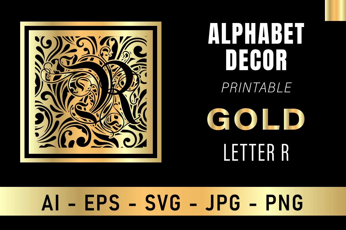 Cutout Letter R Letter R Gold - Alphabet Decor Cutouts Graphic by decoraz · Creative ...