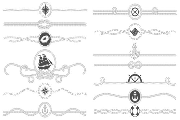 Nautical Rope Border Grafik Druckbare Illustrationen Von tartila.stock