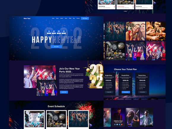 Happy New Year Landing Page Graphic Websites By Design_love