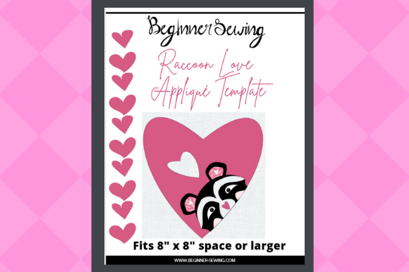 Raccoon Love Applique Template