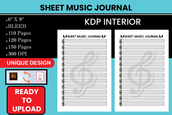 Sheet Music Journal - KDP Interior Grafik KDP-Interieurs Von Hasna Unique Design