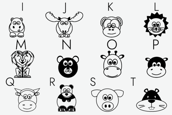 Cute Animals Cartoons Font PNG with transparent background - Preview 1