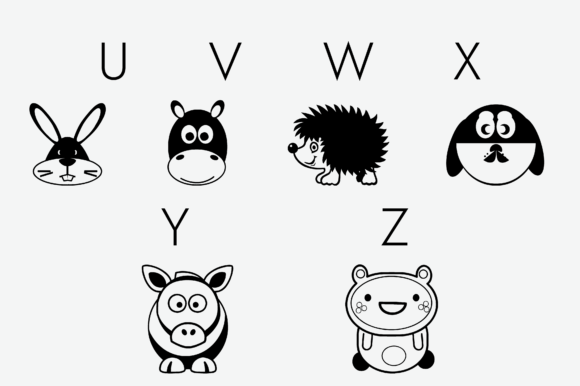 Cute Animals Cartoons Font PNG with transparent background - Preview 2