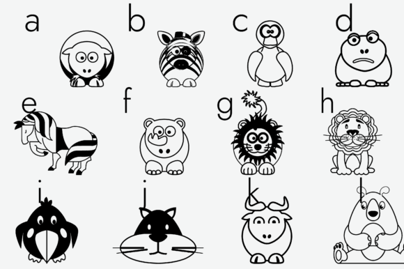 Cute Animals Cartoons Font PNG with transparent background - Preview 3
