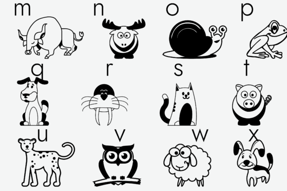 Cute Animals Cartoons Font PNG with transparent background - Preview 4