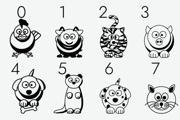 Cute Animals Cartoons Font PNG with transparent background - Preview 6