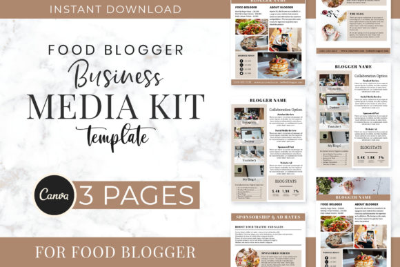 Canva media kit template for food bloggers and collaborators